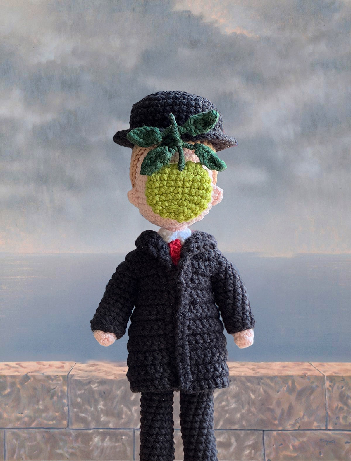 The Son of Man Crochet Pattern – PDF Amigurumi Inspired by René Magritte