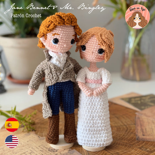 Jane Bennet & Mr. Bingley - Orgullo y Prejuicio - Patrón Crochet Amigurumi (PDF)