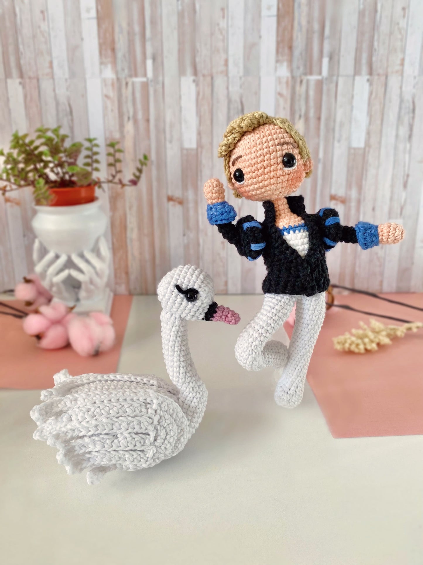Patrón Amigurumi Príncipe Sigfrido + Odette Cisne (PDF) Lago de los Cisnes Crochet