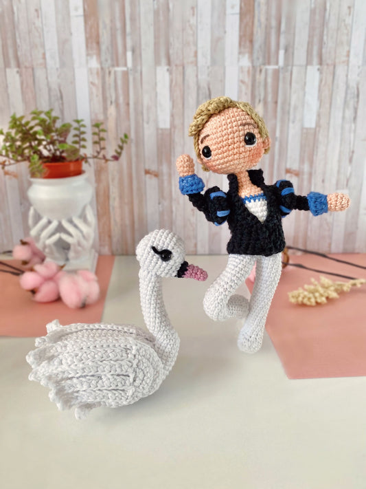 Patrón Amigurumi Príncipe Sigfrido + Odette Cisne (PDF) Lago de los Cisnes Crochet