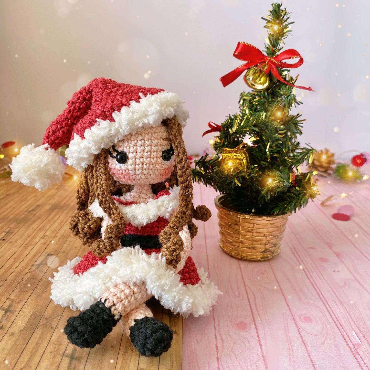Gina en Navidad Patrón Amigurumi (PDF) Muñeca Crochet