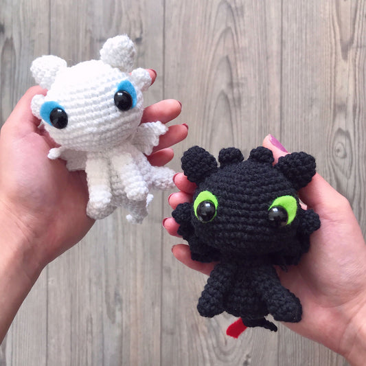 Toothless and Light Fury Baby Amigurumi Pattern - (PDF) Crochet Dragons