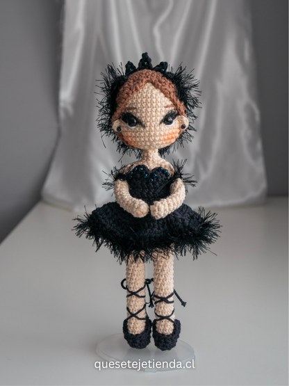 Odile The Swan Lake, Handmade DOLL Black Swan - Ballet Amigurumi Collectible