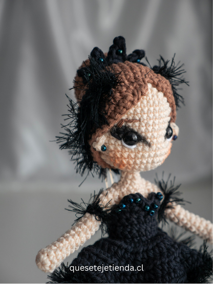 Odile The Swan Lake, Handmade DOLL Black Swan - Ballet Amigurumi Collectible