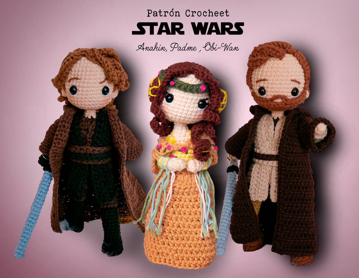 Patrones Crochet: Anakin+Padme+Obi-Wan (PDF) Star Wars